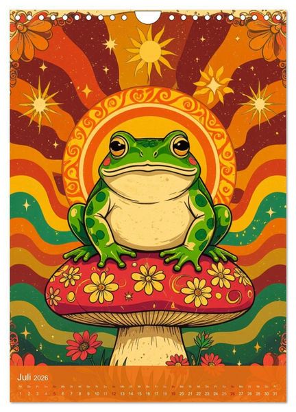 Produktbild: Flower Power Dreams - Retro 70s Art (Wandkalender 2026 DIN A4 hoch), CALVENDO Monatskalender