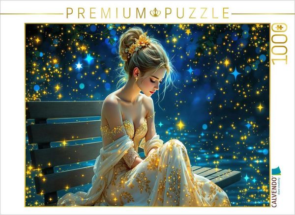 CALVENDO Puzzle Titelbild aus dem Kalender Lichtgeflüster - Frau auf Bank | 1000 Teile Lege-Größe 64x48cm Foto-Puzzle für glückliche Stunden