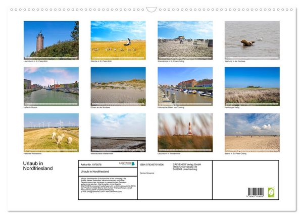 Produktbild: Urlaub in Nordfriesland (Wandkalender 2026 DIN A2 quer), CALVENDO Monatskalender