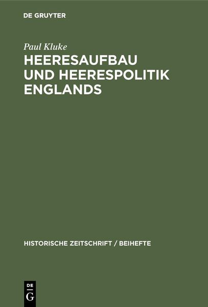Produktbild: Heeresaufbau und Heerespolitik Englands