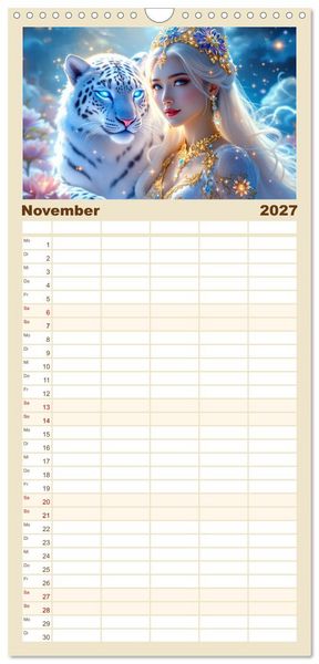 Produktbild: Familienplaner 2027 - Wilde Seelen mit 5 Spalten (Wandkalender, 21 x 45 cm) CALVENDO
