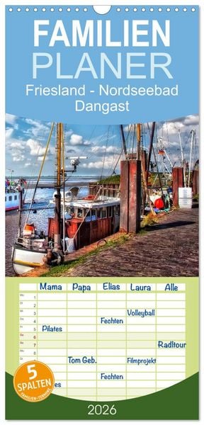 Produktbild: Familienplaner 2026 - Friesland - Nordseebad Dangast mit 5 Spalten (Wandkalender, 21 x 45 cm) CALVENDO