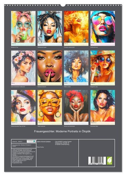 Produktbild: Frauengesichter. Moderne Portraits in &Ouml;loptik (hochwertiger Premium Wandkalender 2026 DIN A2 hoch), Kunstdruck in Hochglanz