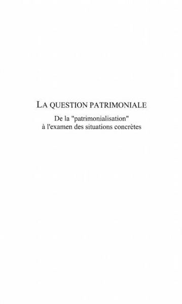 Produktbild: La Question patrimoniale