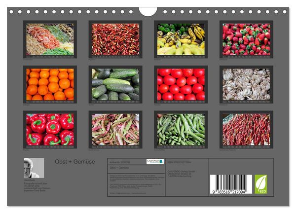 Produktbild: Obst + Gem&uuml;se (Wandkalender 2026 DIN A4 quer), CALVENDO Monatskalender