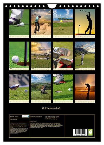 Produktbild: Golf Leidenschaft (Wandkalender 2026 DIN A4 hoch), CALVENDO Monatskalender