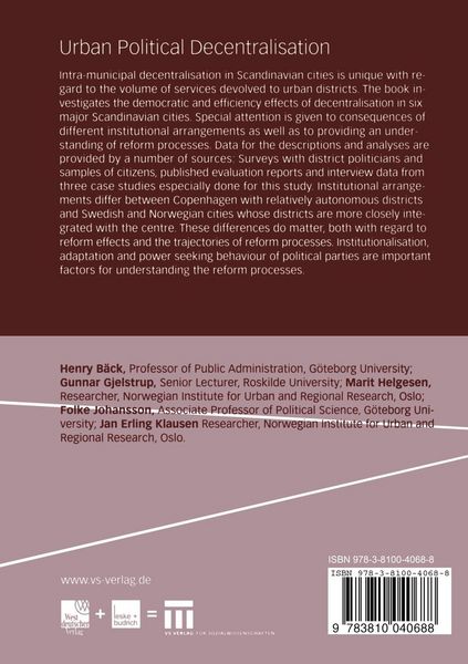 Produktbild: Urban Political Decentralisation