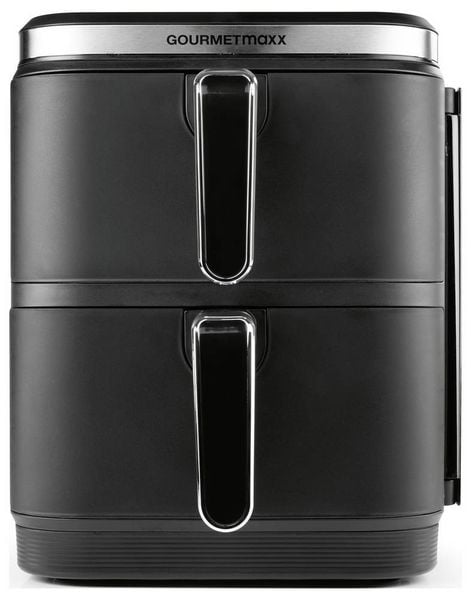 Produktbild: GourmetMaxx FryUp Vertical 15305 Hei&szlig;luft-Fritteuse 10 l 2800 W 2 getrennte Temperaturregler, Antihaftbeschichtung, digitaler Timer Schwarz