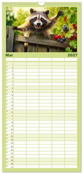 Produktbild: Familienplaner 2027 - Wilde Nachbarn - Tierisches Treiben im Gartenparadies! mit 5 Spalten (Wandkalender, 21 x 45 cm) CALVENDO