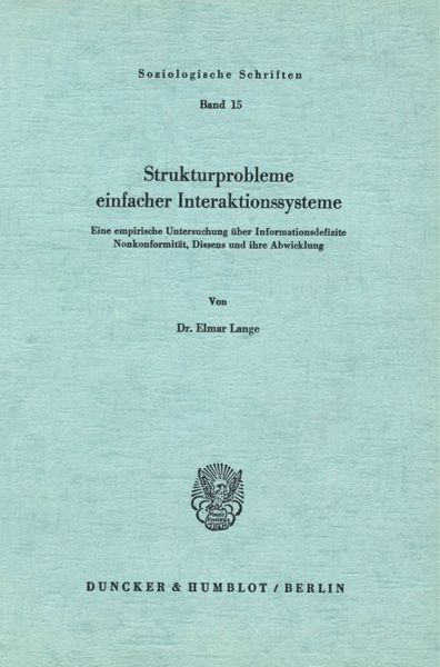 Produktbild: Strukturprobleme einfacher Interaktionssysteme.