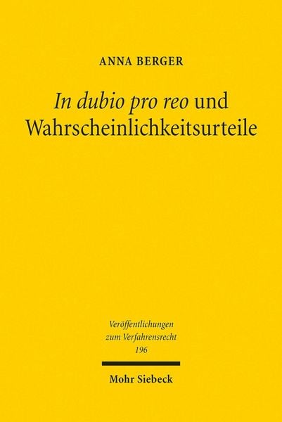 Produktbild: In dubio pro reo und Wahrscheinlichkeitsurteile