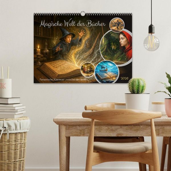 Produktbild: Magische Welt der B&uuml;cher - Fantastische Abenteuer zwischen den Seiten (Wandkalender 2026 DIN A3 quer), CALVENDO Monatskalender