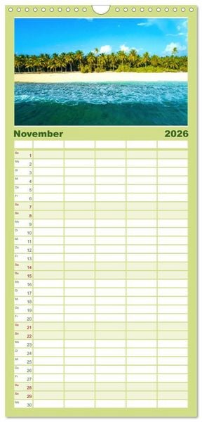 Produktbild: Familienplaner 2026 - Malediven - Wei&szlig;e Str&auml;nde und T&uuml;rkises Meer. mit 5 Spalten (Wandkalender, 21 x 45 cm) CALVENDO