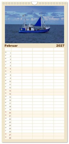 Produktbild: Familienplaner 2027 - An der Nordsee mit 5 Spalten (Wandkalender, 21 x 45 cm) CALVENDO