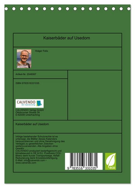 Produktbild: Kaiserb&auml;der auf Usedom (Tischkalender 2026 DIN A5 hoch), CALVENDO Monatskalender