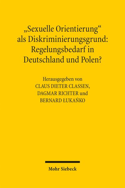 Produktbild: "Sexuelle Orientierung" als Diskriminierungsgrund: Regelungsbedarf in Deutschland und Polen?