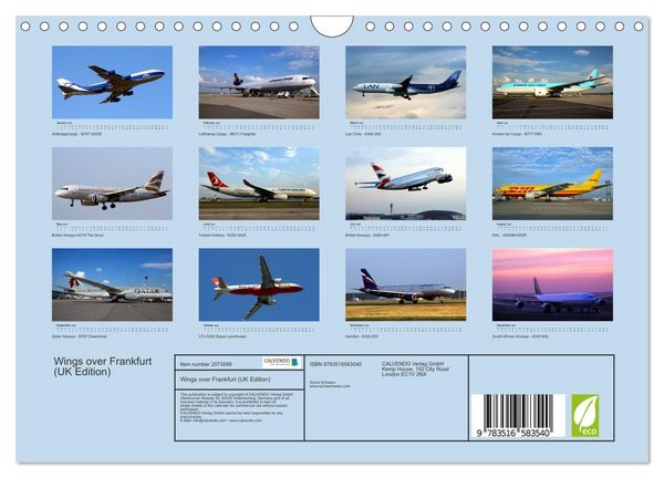 Produktbild: Wings over Frankfurt (UK Edition) (Wall Calendar 2026 DIN A4 landscape), CALVENDO 12 Month Wall Calendar