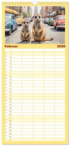 Produktbild: Familienplaner 2026 - Erdm&auml;nnchen in New York City mit 5 Spalten (Wandkalender, 21 x 45 cm) CALVENDO