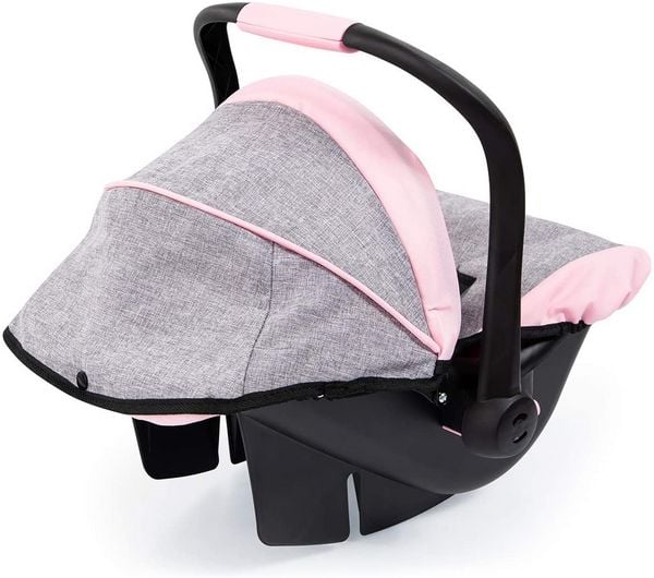Produktbild: Bayer Design 67933AA - Puppen-Autositz Deluxe Car Seat, mit Dach, Jeans-Optik mit Schmetterling, grau/rosa
