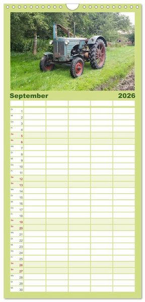 Produktbild: Familienplaner 2026 - Historische Traktoren 2026 mit 5 Spalten (Wandkalender, 21 x 45 cm) CALVENDO