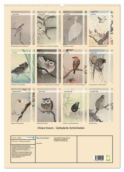 Produktbild: Ohara Koson - Gefiederte Sch&ouml;nheiten (Wandkalender 2026 DIN A2 hoch), CALVENDO Monatskalender