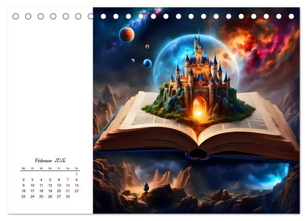 Produktbild: Fantastische surreale B&uuml;cherwelten (Tischkalender 2026 DIN A5 quer), CALVENDO Monatskalender
