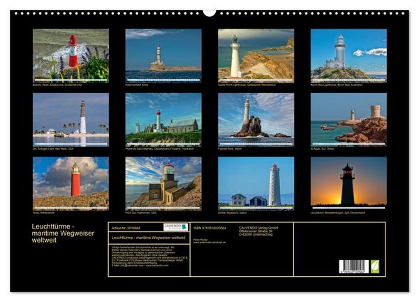 Produktbild: Leuchtt&uuml;rme - maritime Wegweiser weltweit (Wandkalender 2026 DIN A2 quer), CALVENDO Monatskalender