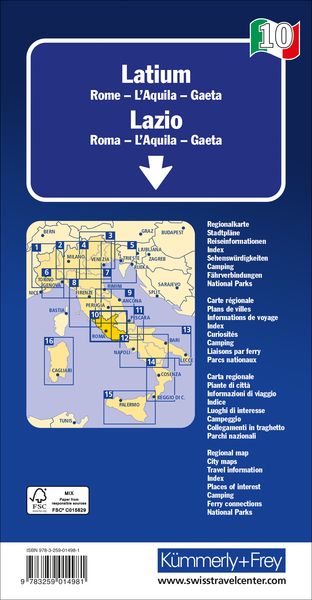 Produktbild: K&uuml;mmerly+Frey Regional-Strassenkarte 10 Latium 1:200.000