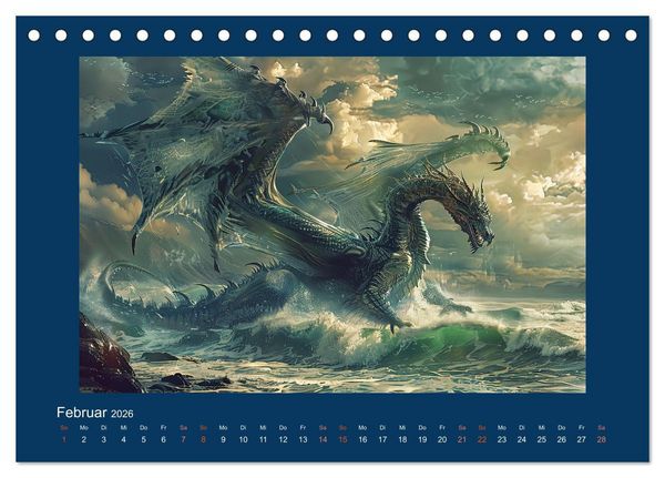 Produktbild: Drachenkrieger (Tischkalender 2026 DIN A5 quer), CALVENDO Monatskalender