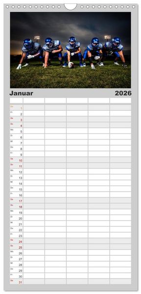 Produktbild: Familienplaner 2026 - American Football - Athleten mit 5 Spalten (Wandkalender, 21 x 45 cm) CALVENDO