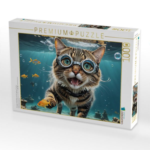 Produktbild: CALVENDO Puzzle Hungriger Stubentiger auf der Jagd nach Fischen | 1000 Teile Lege-Gr&ouml;&szlig;e 64x48cm Foto-Puzzle f&uuml;r gl&uuml;ckliche Stunden
