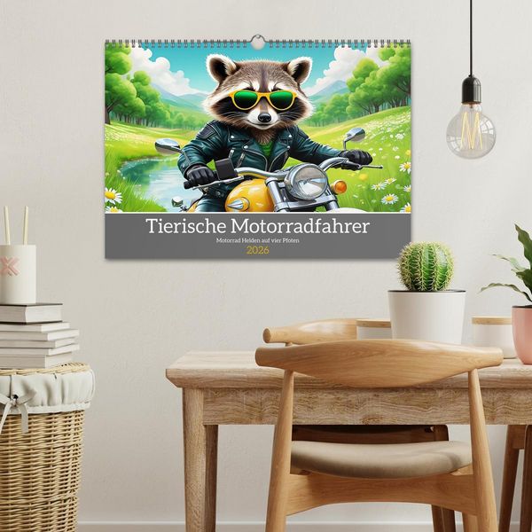 Produktbild: Tierische Motorradfahrer (Wandkalender 2026 DIN A3 quer), CALVENDO Monatskalender