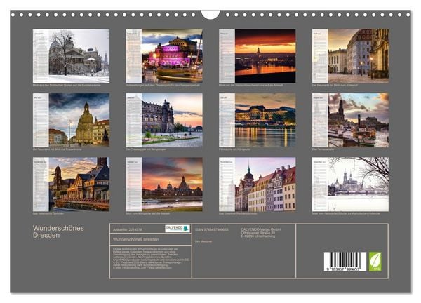 Produktbild: Wundersch&ouml;nes Dresden (Wandkalender 2026 DIN A3 quer), CALVENDO Monatskalender