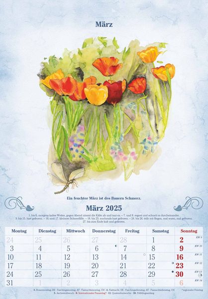 '100-jähriger Kalender 2025 - Bildkalender 23,7x34 cm - mit Wetterprognosen, Bauernregeln und 