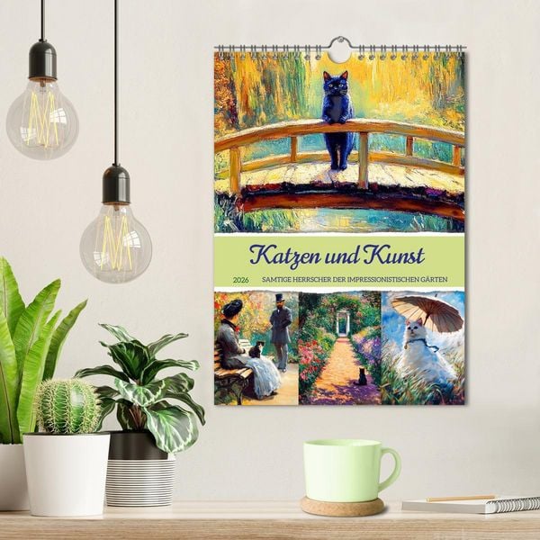 Produktbild: Katzen und Kunst - Samtige Herrscher der impressionistischen G&auml;rten (Wandkalender 2026 DIN A4 hoch), CALVENDO Monatskalender