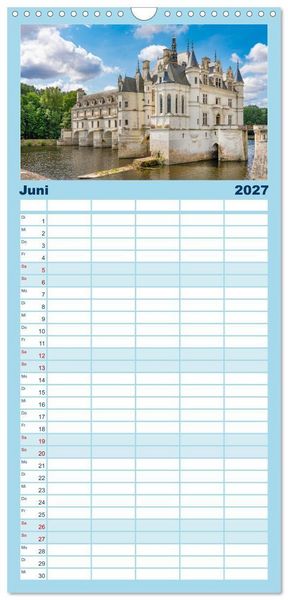 Produktbild: Familienplaner 2027 - Ch&acirc;teaux. Im Tal der Loire mit 5 Spalten (Wandkalender, 21 x 45 cm) CALVENDO