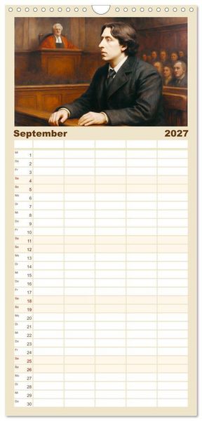 Produktbild: Familienplaner 2027 - Oscar Wilde mit 5 Spalten (Wandkalender, 21 x 45 cm) CALVENDO