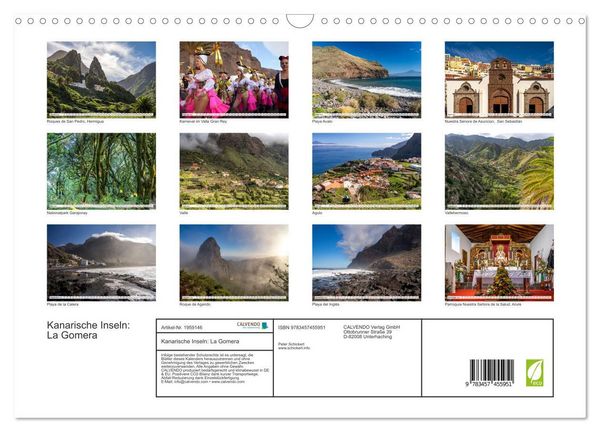 Produktbild: Kanarische Inseln: La Gomera (Wandkalender 2026 DIN A3 quer), CALVENDO Monatskalender