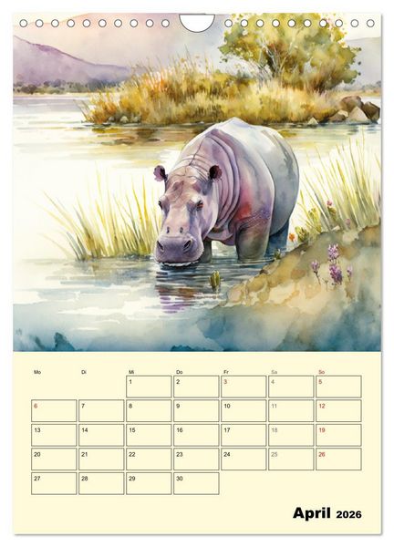 Produktbild: Sch&ouml;ne Aquarelle. Darstellungen von Afrikas Wildtieren (Wandkalender 2026 DIN A4 hoch), CALVENDO Monatskalender