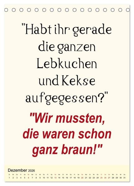 Produktbild: Spr&uuml;che-Kalender. Lustiges f&uuml;r die Familie! (Tischkalender 2026 DIN A5 hoch), CALVENDO Monatskalender