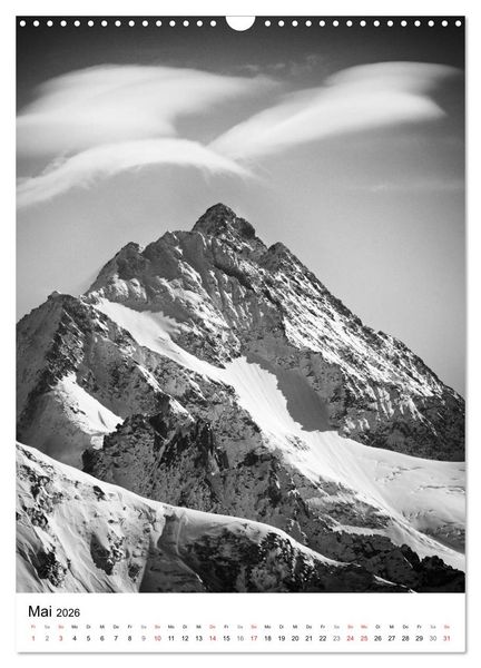 Produktbild: SCHWEIZER ALPEN in Schwarz und Wei&szlig; (Wandkalender 2026 DIN A3 hoch), CALVENDO Monatskalender