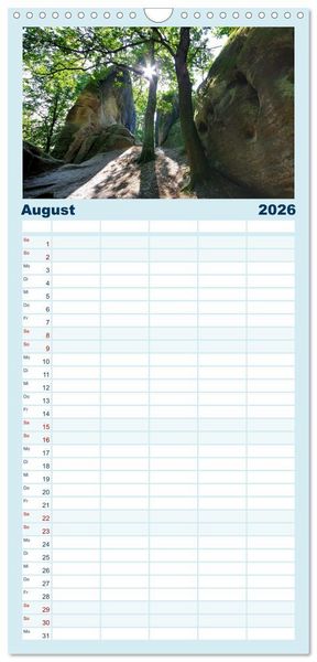 Produktbild: Familienplaner 2026 - Zittauer Gebirge - Deutschlands kleinstes Mittelgebirge mit 5 Spalten (Wandkalender, 21 x 45 cm) CALVENDO