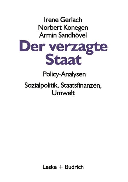 Produktbild: Der verzagte Staat &mdash; Policy-Analysen