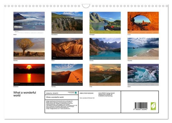 Produktbild: What a wonderful world (Wandkalender 2026 DIN A3 quer), CALVENDO Monatskalender
