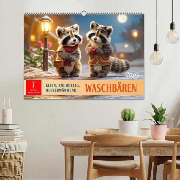 Produktbild: Waschb&auml;ren - Klein. Knuddelig. Herzerw&auml;rmend. (Wandkalender 2027 DIN A2 quer), CALVENDO Monatskalender