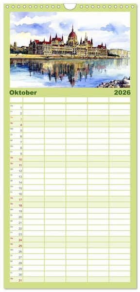 Produktbild: Familienplaner 2026 - Reise durch Ungarn mit 5 Spalten (Wandkalender, 21 x 45 cm) CALVENDO