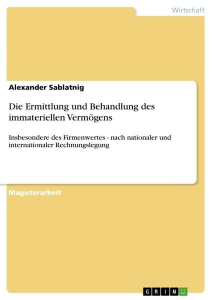 Produktbild: Die Ermittlung und Behandlung des immateriellen Verm&ouml;gens