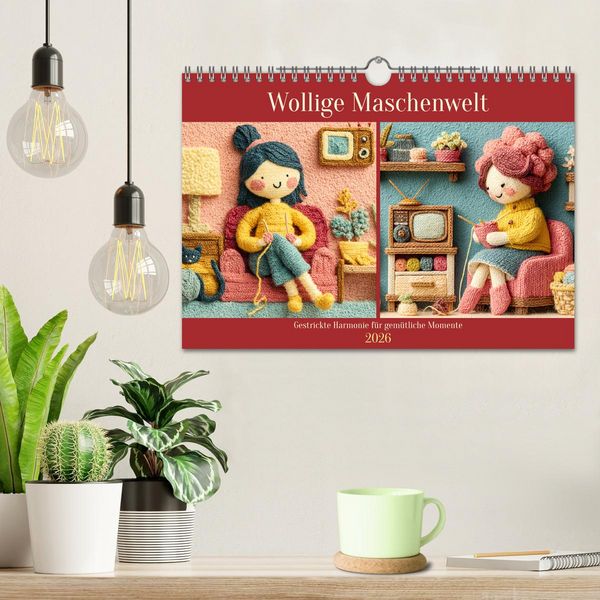 Produktbild: Wollige Maschenwelt. Gestrickte Harmonie f&uuml;r gem&uuml;tliche Momente (Wandkalender 2026 DIN A4 quer), CALVENDO Monatskalender