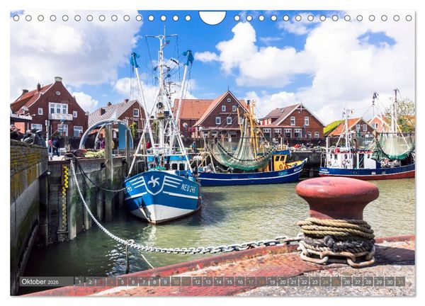 Produktbild: Maritime K&uuml;stenorte - von Greetsiel, &uuml;ber Neuharlingersiel bis Schillig (Wandkalender 2026 DIN A4 quer), CALVENDO Monatskalender