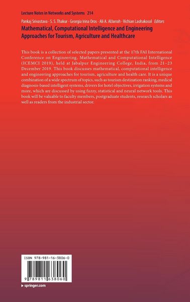 Produktbild: Mathematical, Computational Intelligence and Engineering Approaches for Tourism, Agriculture and Healthcare